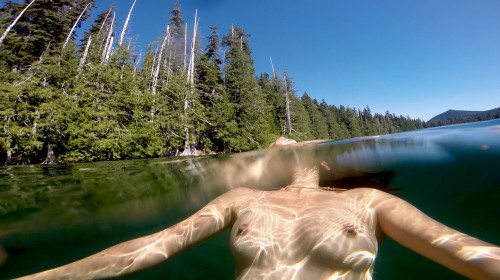 Cacia Zoo and I found Lost Lake to be unexpectedly warm, so we went for a good long swim. Mt. Hood N