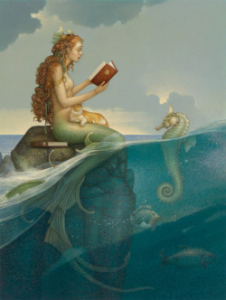 worldofmichaelparkes:  The Mermaid’s Secret by Michael Parkes “Her grandmother told her when she was very young: ‘Never listen to stories about the land world. ‘Never get close to a land creature.’ ‘And above all, never forget that you are