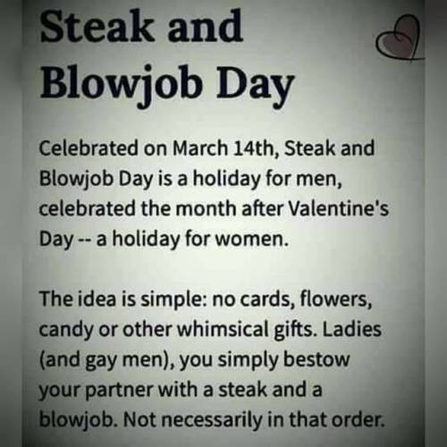 Someday…to everyone celebrating this today…leave room for pie..both of you!!   😂😏🤣🤤 🍆🍌🥒🌽 #steakandbjday #steakandblowjobday #steak #bj #fuckyouifyoureoffended #fuckyouitsfunny