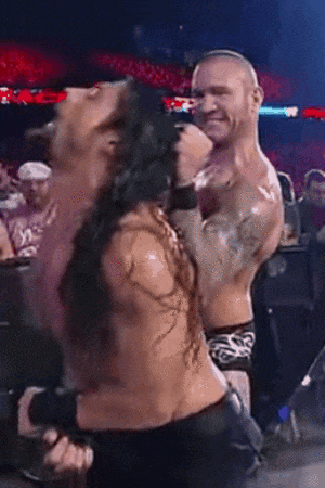stellarollins:  Anonymous asked: please make a big and colour version of that gif of randy tugging roman’s hair.