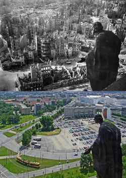 uniformstories:  Dresden, Germany in WWII and present. 