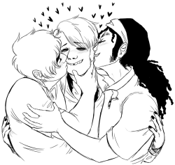 scarvenrot:  I just want them all to smooch and be happy but that wouldn’t be a very fun story  Look how happy he is..