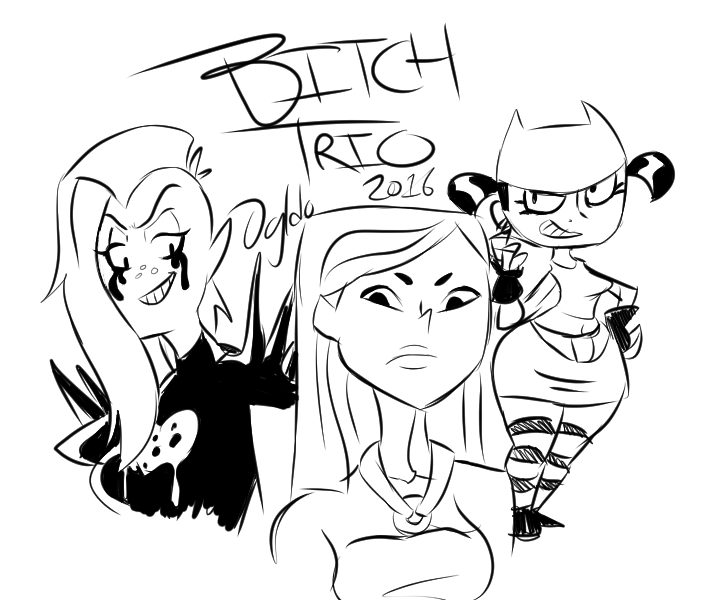 thatkaijunerd:  Bitch trio! Been a while since I last drew out Heather and of course