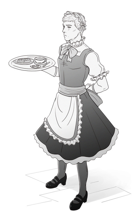 Brierly Ronan on a maid dress commissioned by @mortisbane tysm xD