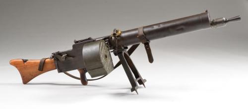 A German Spandau Arsenal MG 08/15 machine gun, World War I.