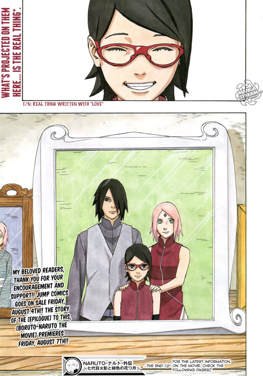 delia88pri:  xenaphobiia:  xenaphobiia:  I hope the last panel of Naruto Gaiden is the Uchiha family in a new family portrait , smiling all together and Sasuke holding Sakura close to him while Sarada stands in the middle <3  OKAY SO I WAS LIKE 90%