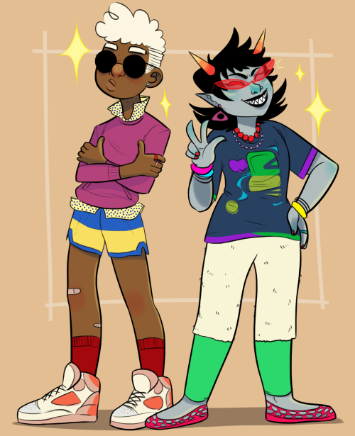 freckled-king:(terezi and dave show off incredible outfits while kanaya looks on disapprovingly) my 