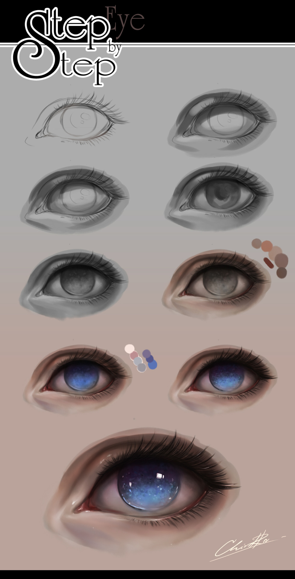 drawingden:  Eyes step by step by ChinRo 