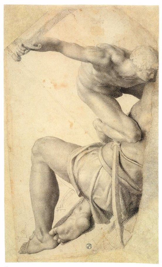 monsieurlabette:  1550-56 Daniele da Volterra - David and Goliath 1550-56 Black chalk.