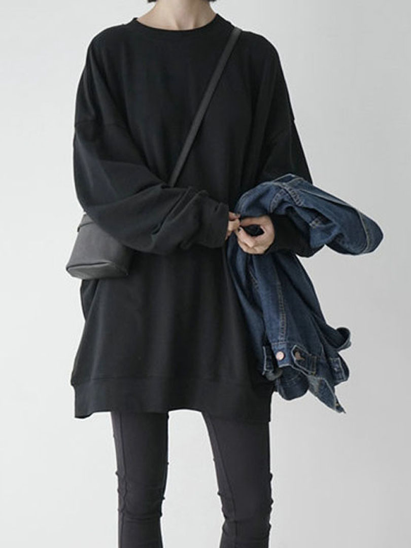 criedwolves:  Loose Longline Sweatshirt Grey | Black 