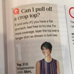 micdotcom:   Women fire back at Oprah Magazine’s fat shaming with #RocktheCrop  “Can I pull off a crop top?“ &quot;If (and only if!) you have a flat stomach, feel free to try one.” When O magazine wrote that response they probably didn’t see