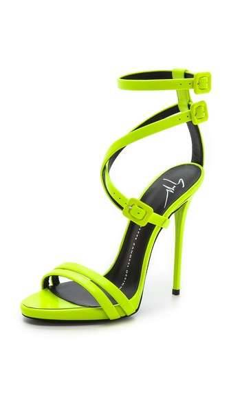 High Heels Blog Neon Crisscross Sandals via Tumblr