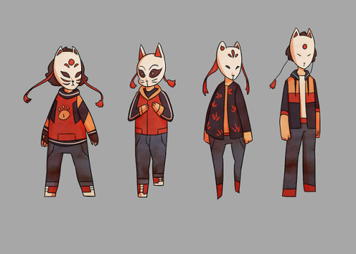 Early character iterations for Suki, the main character of “Cat Mask”- a superhero story set in Hong