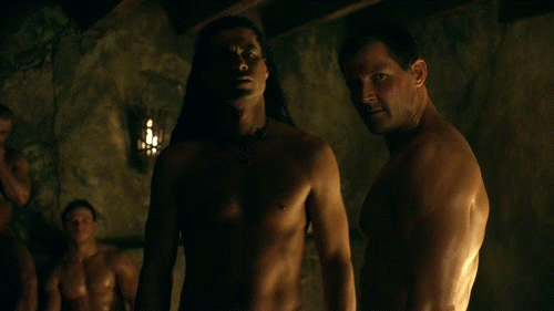 famousnudenaked:  Manu Bennett & Antonio Te Maioha Frontal Nude in Spartacus Gods of the Arena (Ep. Paterfamilias)