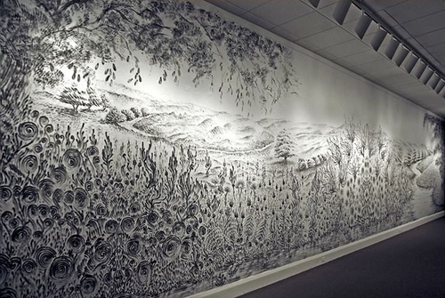 asylum-art:  NYC artist Judith Braun creates enormous symmetrical wall paintings