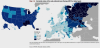 Homicide rates in Europe and the US.
Related: Homicide rates around the world at the sub-national level