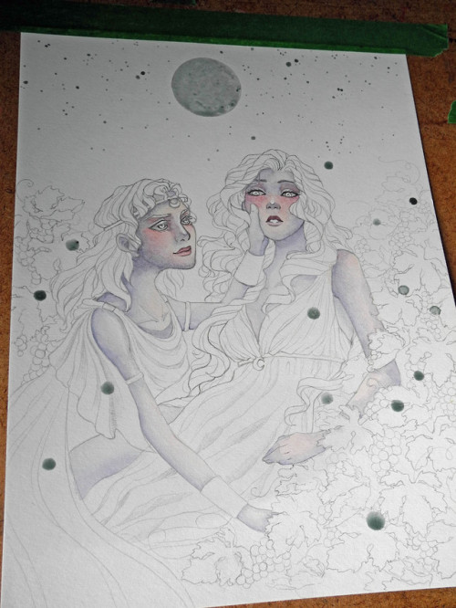WIPs Artemis And Callisto For Sapphiczines' First Volume Celestial Beings.
