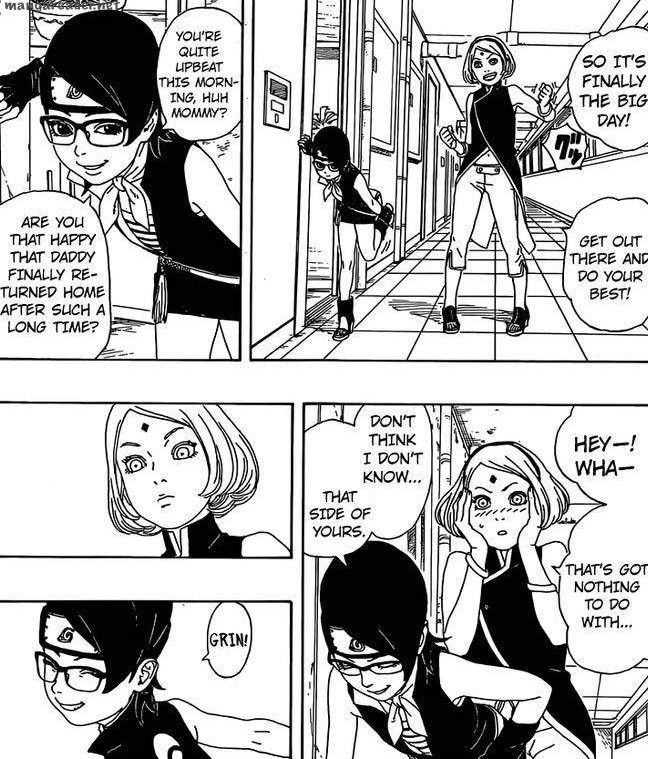 Imagine Sarada as a Hokage who understands suffering and pain her Village  had been through at that time. Like in a deeper way. This also…