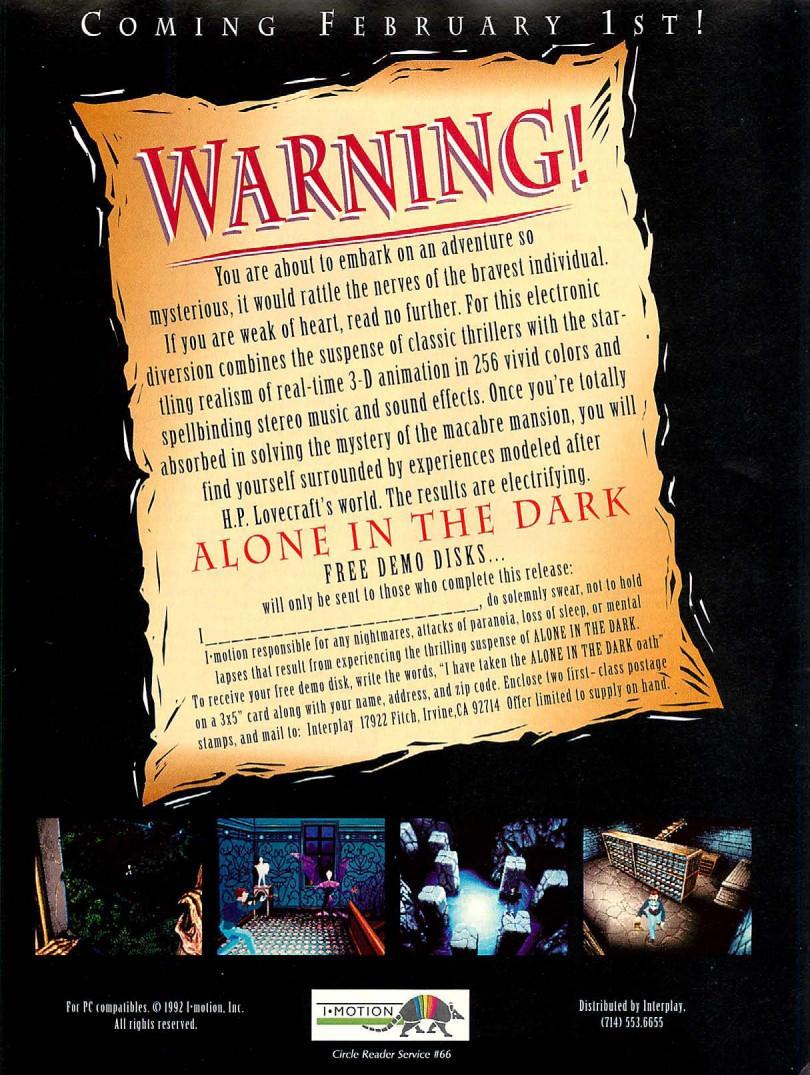 ‘Alone in the Dark - ‘’Waiver’[PC] [USA] [Magazine] [1993]
• Computer Gaming Magazine, February 1993 (#103)
• via CGW Museum