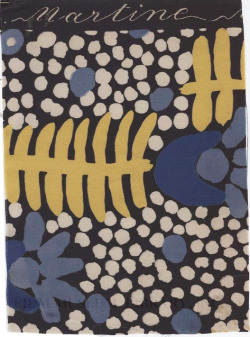 design-is-fine:  Raoul Dufy, textile design, 1920s. Via fidmmuseum  Dufy (1877-1953) was a French painter who met couturier Paul Poiret around 1910. Together they established a workshop for block-printing textiles. As a painter, Dufy was associated with