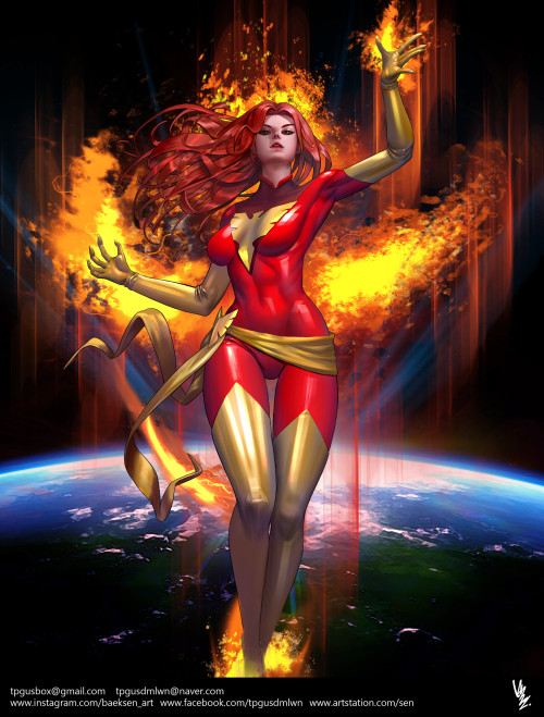fantasy-scifi-art:Jean Grey by Sen Baek Possibly the progenitor for my adoration of redheads - X-Men
