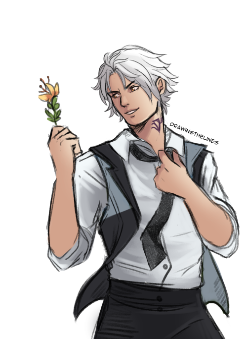 drawingthelines: redraw of this thancred and ysayle doodle i made for valentiones!and no, this is no