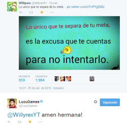 reblogeamesta:  Ja! Hermana MAMI LUZU MARCANDO QUE WILLY ES UKE BITCHES.tweet