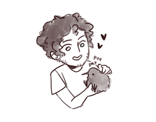 uptownstump:y'know whilst we’re here have this. a small kiwi bird petting an even smaller kiwi bird