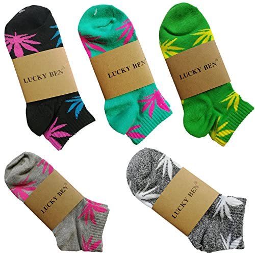 5 Pairs Unisex Marijuana Weed Leaf Boat Warm Cotton Socks US 5-9.5