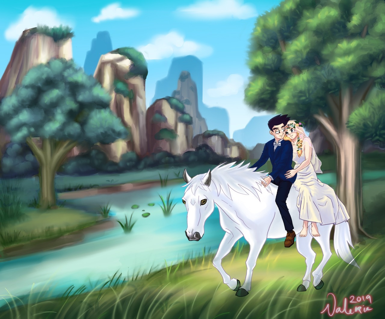 raye-chan:
“And last but not least - a continuation to ‘Goten’s Bride’ (https://raye-chan.tumblr.com/post/176997094222/bride-of-goten-enjoy) featuring the Groom and a horse.
”