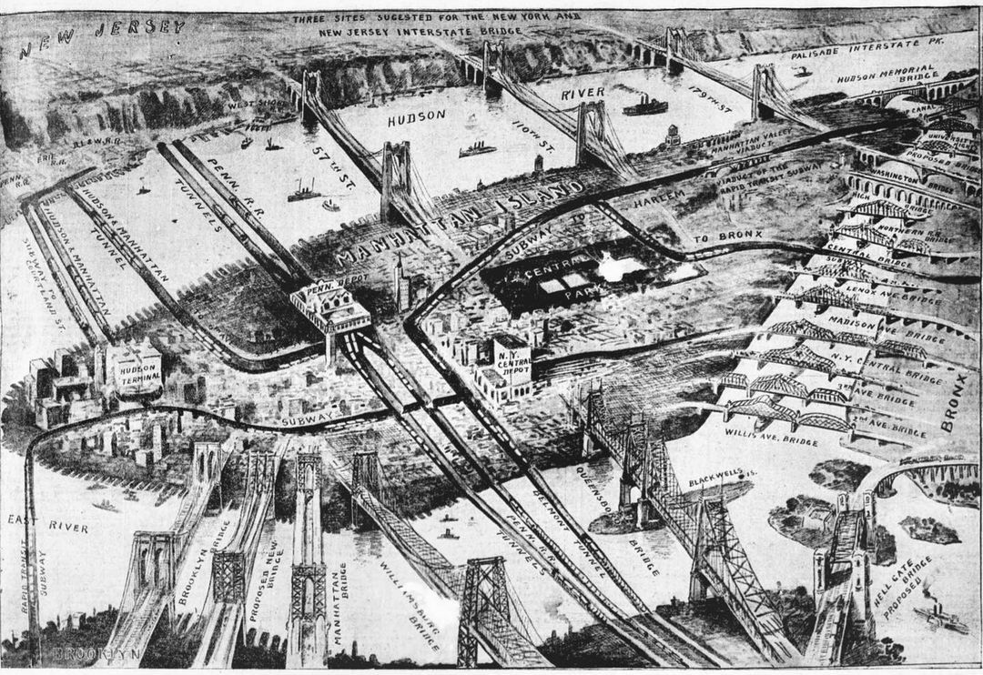 #MapMondays 1911 map of current and proposed NYC bridges and tunnels.A ...