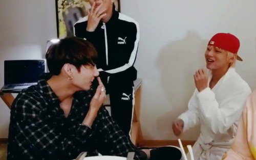 blessed with random taekook moments, thank you hobi <3…ps! look at joon staring at kook’s 