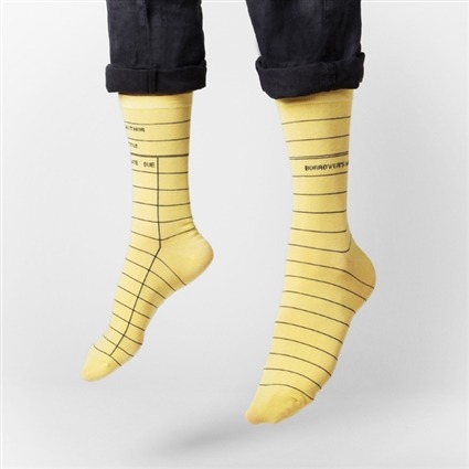 teachingliteracy:via out of print clothing.Library card socks.