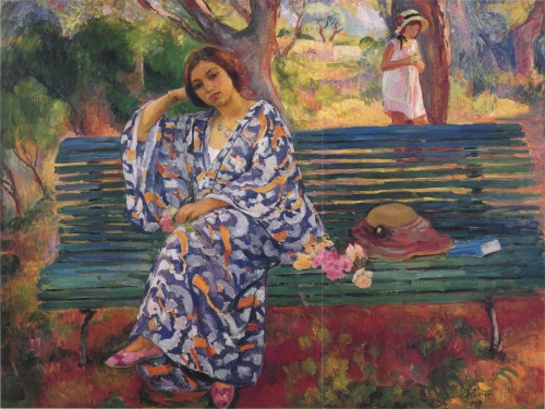 Young Woman Seated on a Bench  -  Henri Lebasque