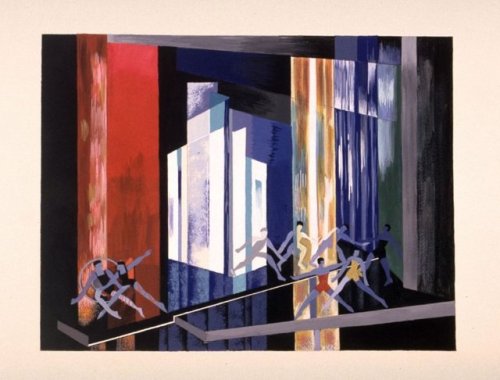 Alexandra Exter, stage design, from the set “Décors de théâtre”, 1930. Color pochoir. France. Via fa