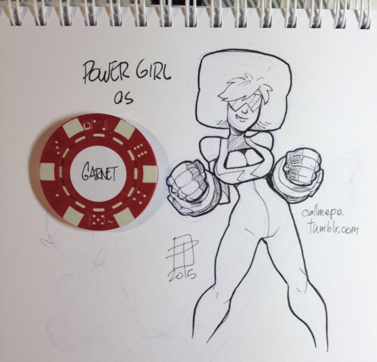 callmepo:  Tiny Power Girl cosplay cool-down doodles courtesy of the bag of random