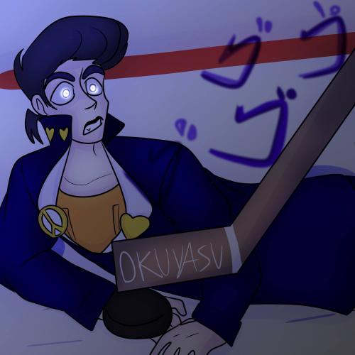 Hockey Puck Josuke. Context Is That Giorno Turned Josuke's Hand Into A Hockey Puck And Uh....Okuyasu