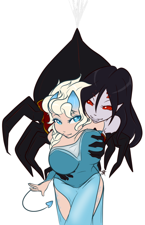 A commission for Third of his demon Rika and Kinathis’s drider Tessara I’m so unhappy with how this came out I’m so sorry TT^TT