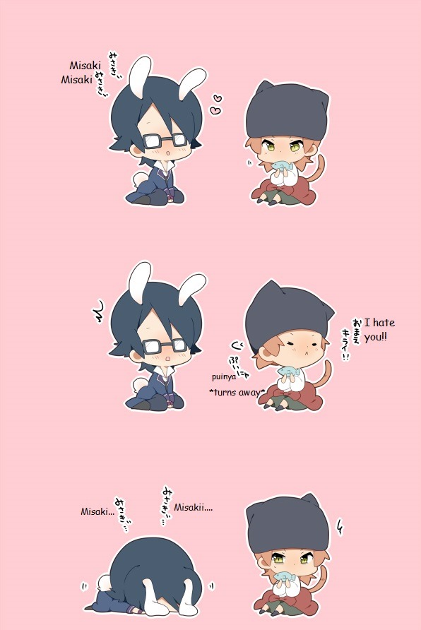 blackcat314:  Parts 1 and 2 of a Sarubun and Misakitty comic…I wonder if it is