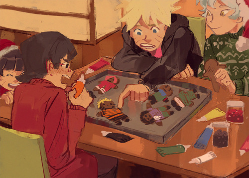 meruz:drew these as a naruto secret santa gift for blankethoard on twit!! merry naruto christmas eve