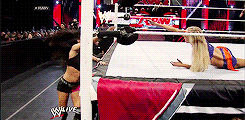 bellatwins-blog1:  AJ Lee on Raw 12/02/2013  I love how AJ just skipped off her loose,