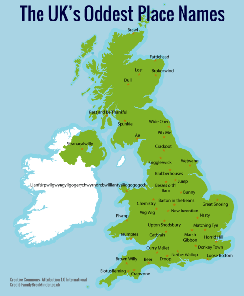 mega-purplezebracorn:danekez:maphead2017:Map shows UK’s weirdest place names.time to move to Pity Me