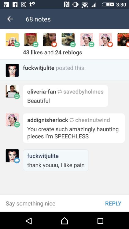 @fuckwitjulite OMG ME TOO!!!!! I freaking LOVE drawing and seeing and reading and writing angst man!