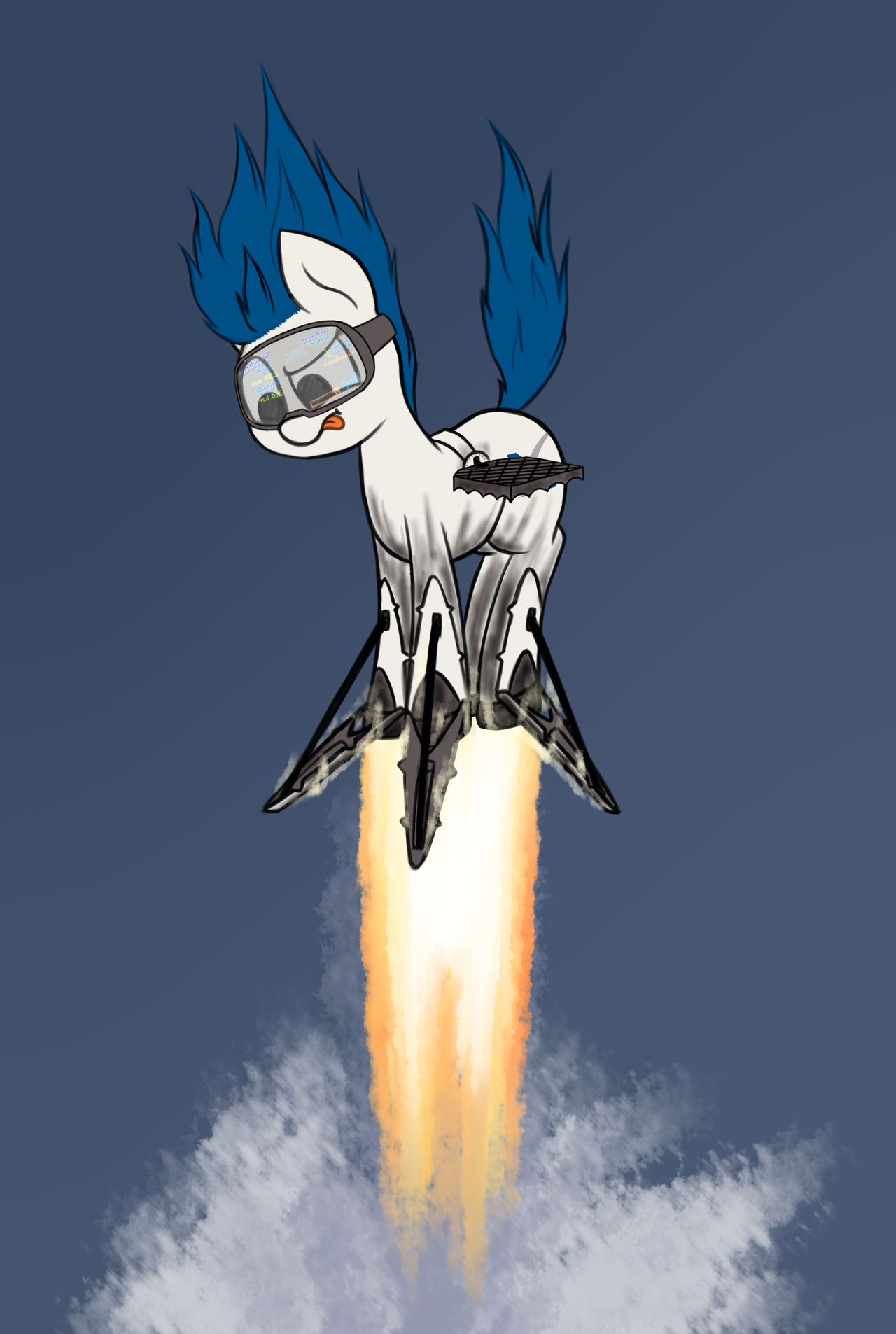 prismstreak: Merlin, the SpaceX pony landing!  Shino came up with this QT. Too