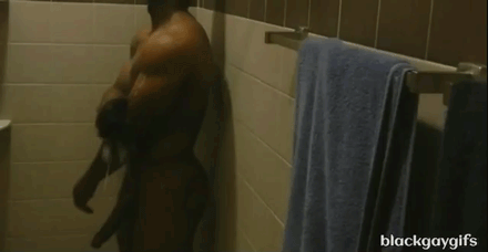 blackgaygifs:  cum help me stroke this big dick in the shower - big black dick at