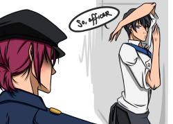 ask-mermen-rinharu:  officer Rin returns to arrest chef Haru for the cake incident and fails miserably  