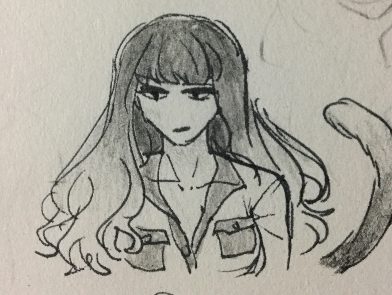 idea doodles of a Grace redesign (monochrome kid)