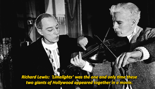 In 1953, Buster Keaton appears with Charlie Chaplin in a few scenes from Chaplins Limelight. For silent movie buffs it is a golden moment.from THE GREAT BUSTER: A CELEBRATION  (2018)
by Peter Bogdanovich #treat yourself and watch this documentary about buster ♥  #and sorry if not the exact word for word transcription but i did my best without subtitles (im french) #charlie chaplin#buster keaton#filmedit#oldhollywoodedit#classicfilmblr#classichollywoodedit#classicfilmsource#cinemapast