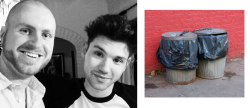 hurleysquad:  steal their look: shane morris &amp; ryan ross  2 trash cans found on a street corner: Ũ.00  