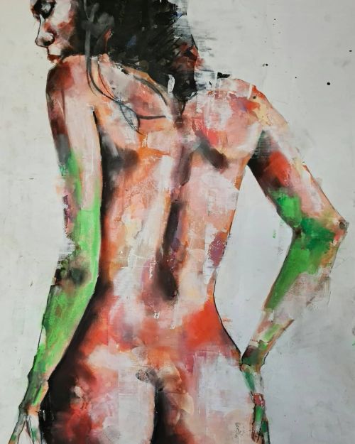 Back study with green is a mixedmedia on paper 56x38cm. #fineart #visualart #mixedmedia #inks #figur